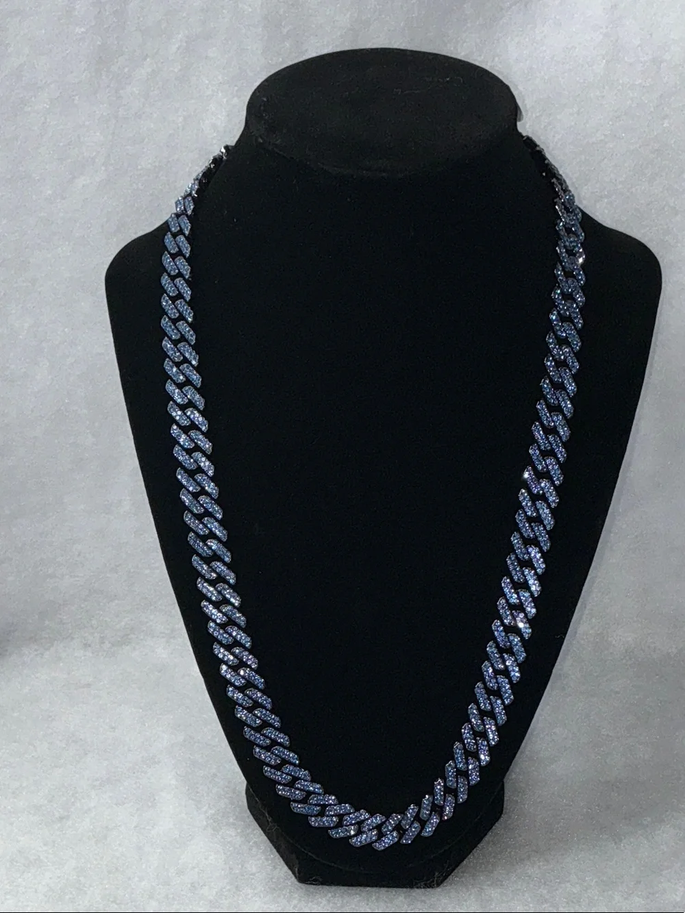 Invicta Blue Cuban Link Chain Necklace 22” 10mm VVS CZ